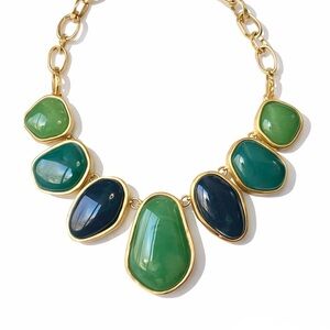 Chico's Green and Gold Statement Necklace